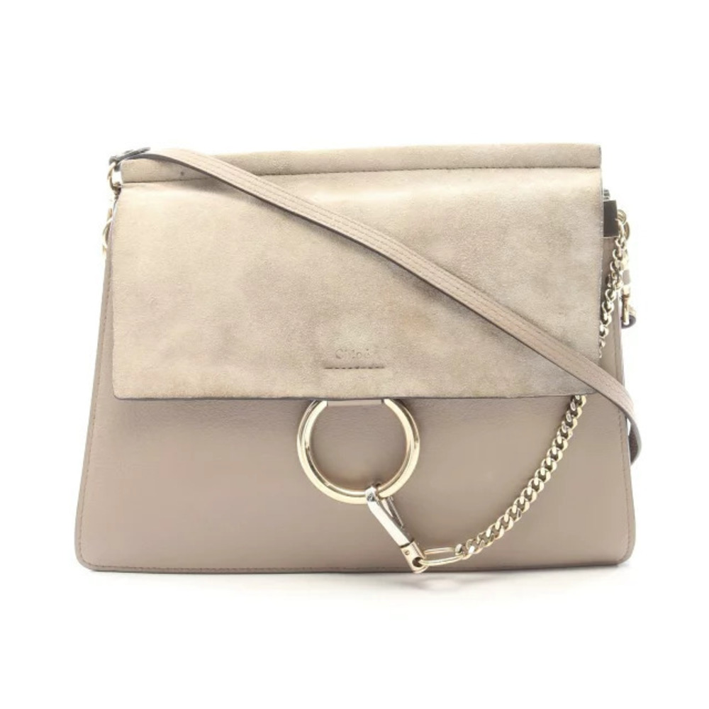 Chloe FAYE Shoulder Bag Leather Suede Beige Cream